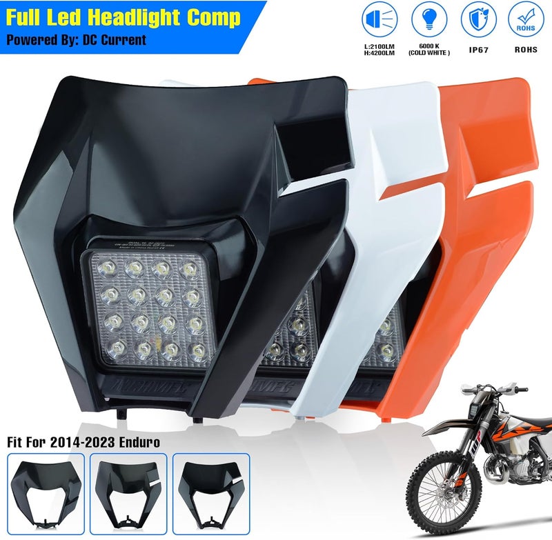 MCHMFG Dirt Bike Headlight,LED Enduro Pit Bike Light Kit Universal For Most Dirt Pit Bike Motorcycle EXC SXF Black - Image 2